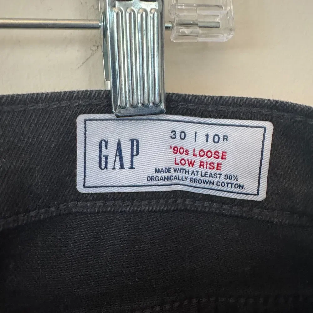 Gap 90s Loose Low Rise Black Wash Jeans Size 10 / 30 Regular